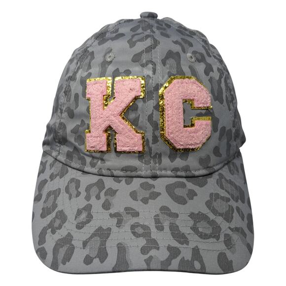KC Logo Strapback Baseball Cap Multi One Size Adjustable Leopard Print Nylon CC - Picture 1 of 10